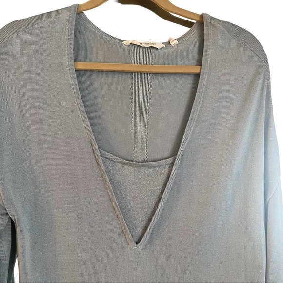 Soft Surroundings Blue Gray Viscose Lightweight Sweater Sz L Shimmer Detail - Picture 6 of 9